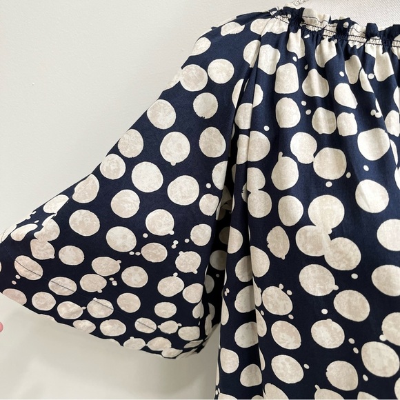 Free People navy blue polka dot 60’s parachute dress pockets open back XS - Picture 3 of 14